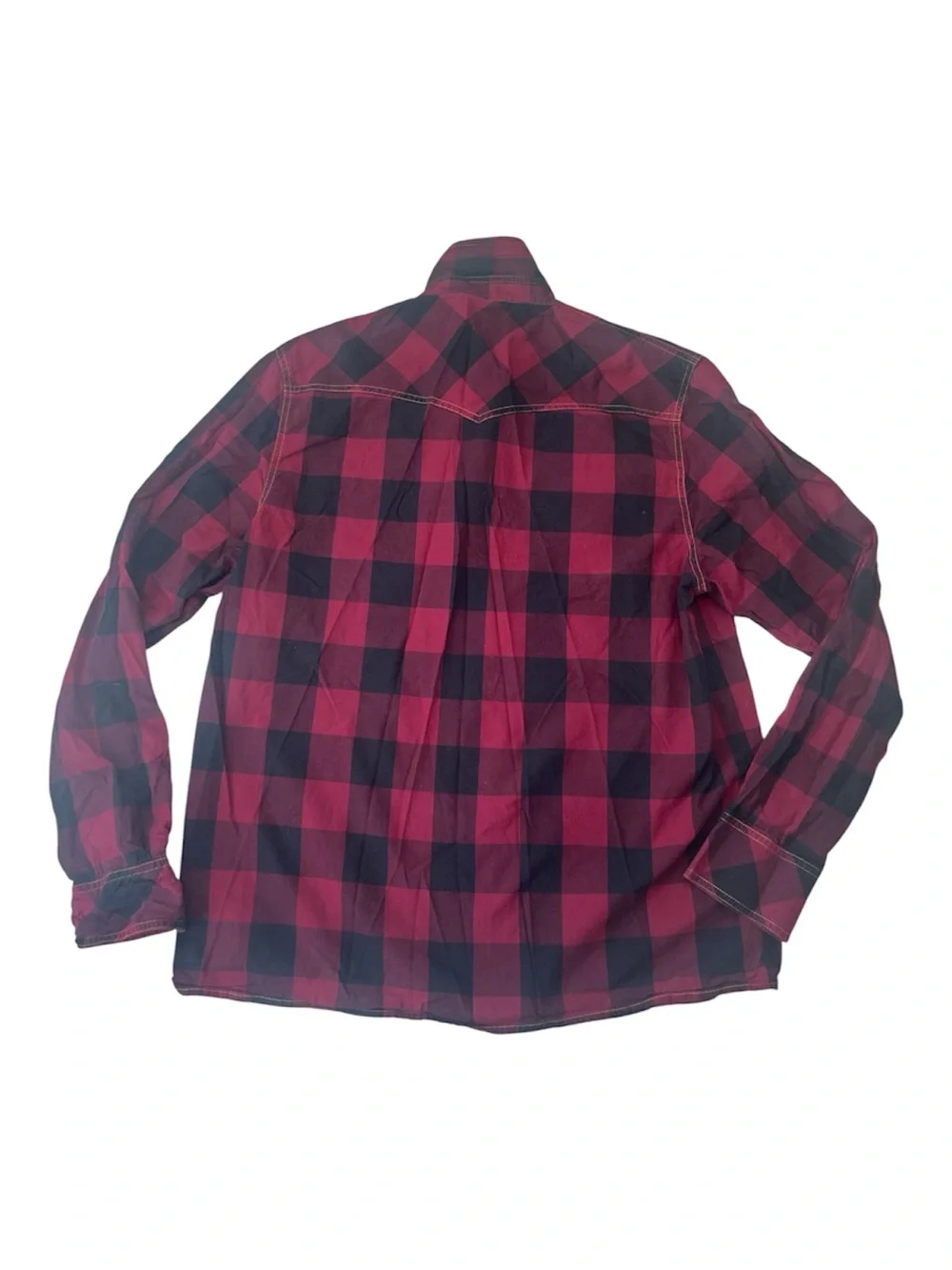 True Religion Men's Plaid Western Button Up Shirt -Red/Black Sz XL